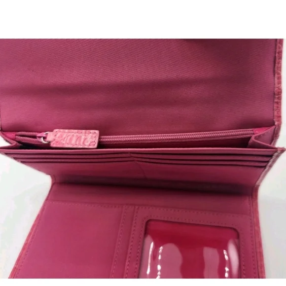 Ralph Lauren Hot Pink Embossed Leather Wallet Removeable Checkbook EUC - Picture 7 of 7
